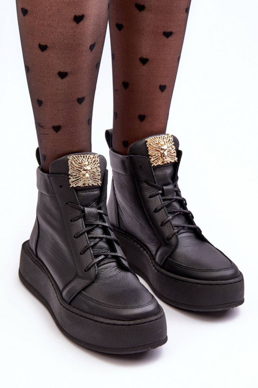 Botines con cordones en color negro Nicole