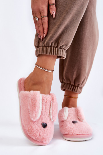 Chanclas con pelo Remmi en tono rosa claro