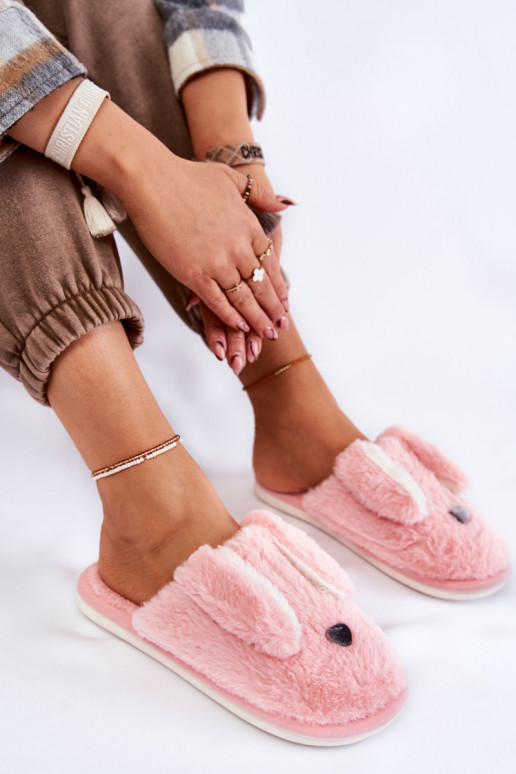 Chanclas con pelo Remmi en tono rosa claro