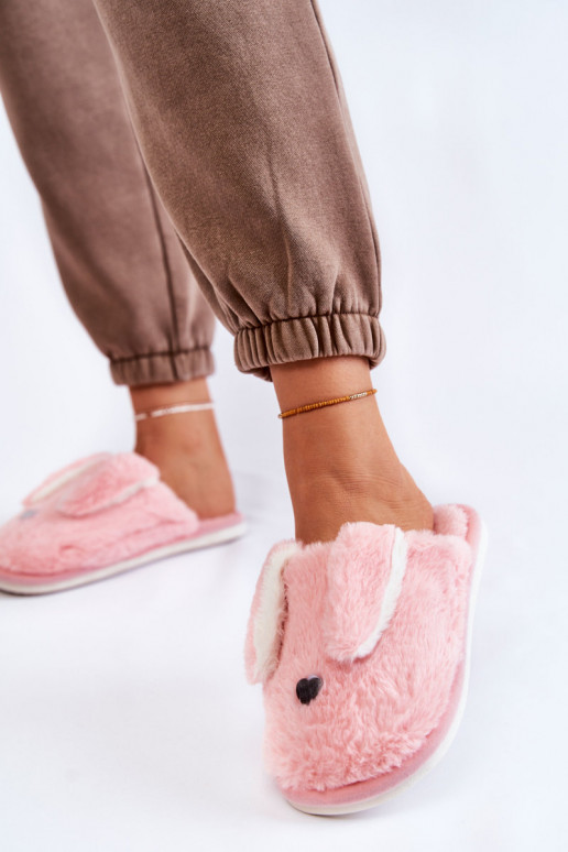Chanclas con pelo Remmi en tono rosa claro
