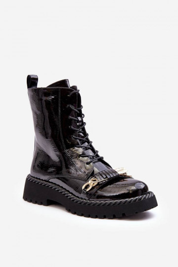 Botas lacadas con adornos en negro S.Barski 2