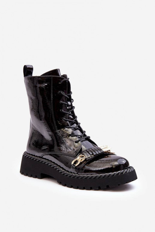 Botas lacadas con adornos en negro S.Barski