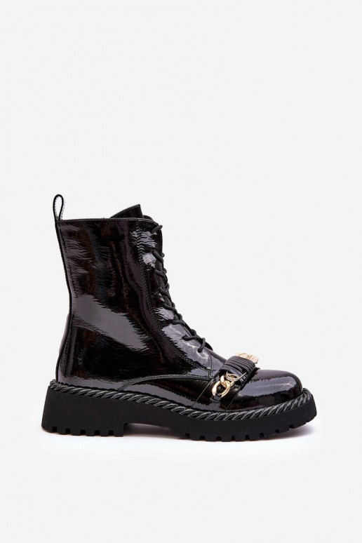 Botas lacadas con adornos en negro S.Barski