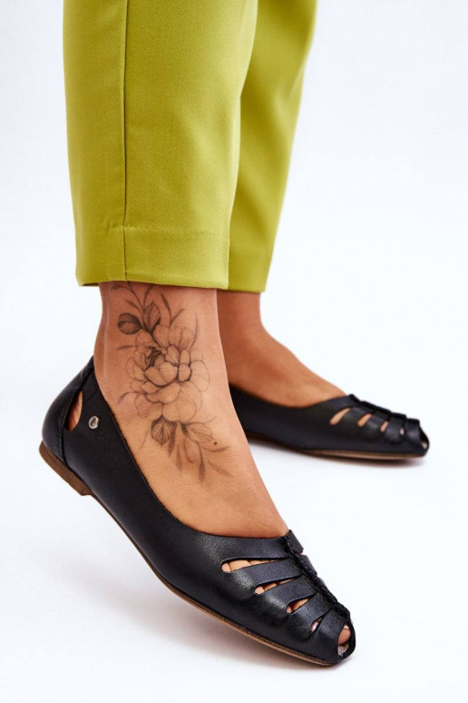 Bailarinas cómodas de piel natural en... Bailarinas cómodas de piel natural en...