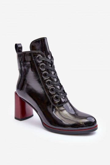 Botines con cordones y tacón efecto charol en negro S.Barski 2