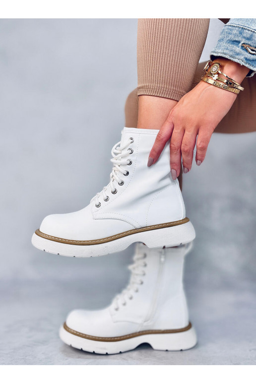 Botas con cordones en color blanco...