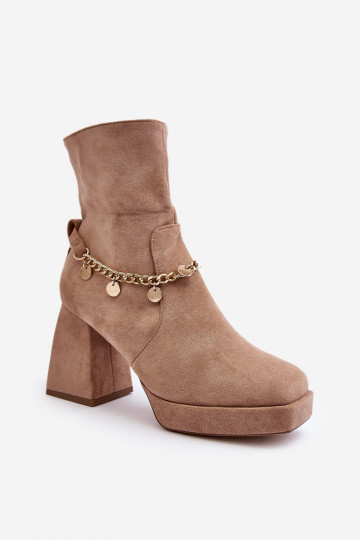 Botas de tacón con cadenas beige Tiselo 2