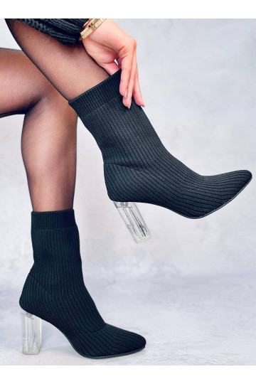 Botas elegantes con tacón transparente DESTANI NEGRO
