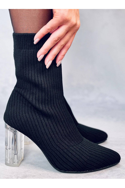 Botas elegantes con tacón transparente DESTANI NEGRO