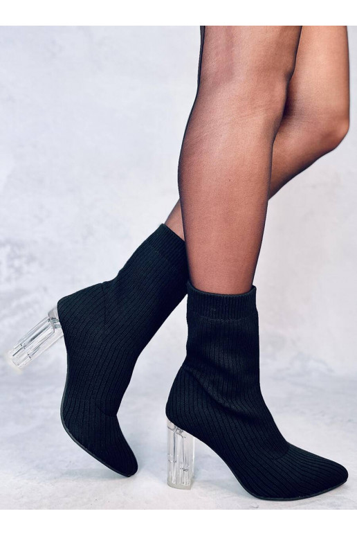 Botas elegantes con tacón transparente DESTANI NEGRO