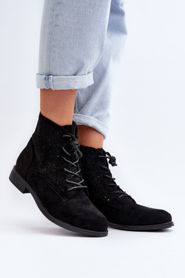 S.Barski Botas negras con estampados