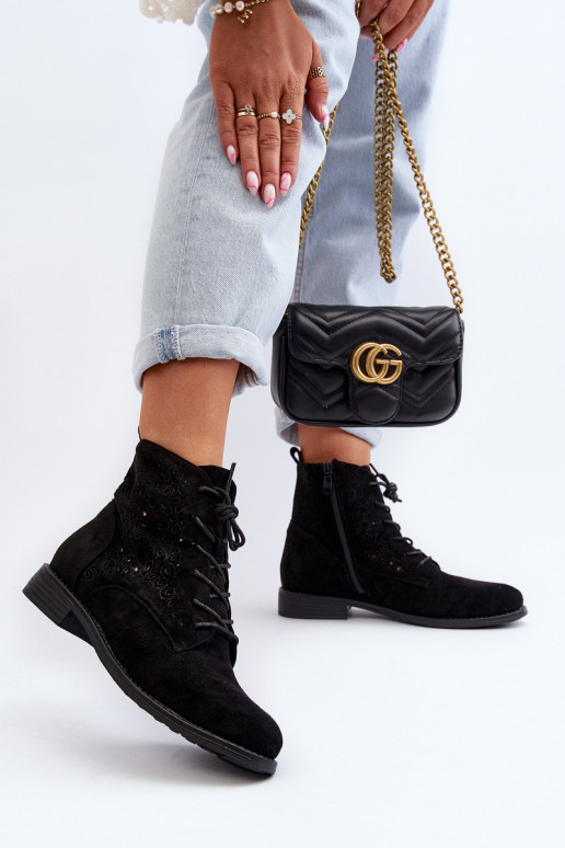 S.Barski Botas negras con estampados