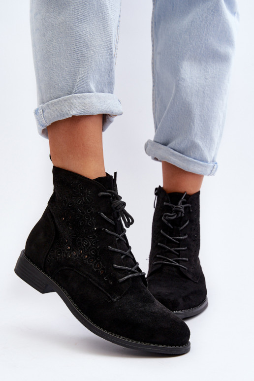 S.Barski Botas negras con estampados