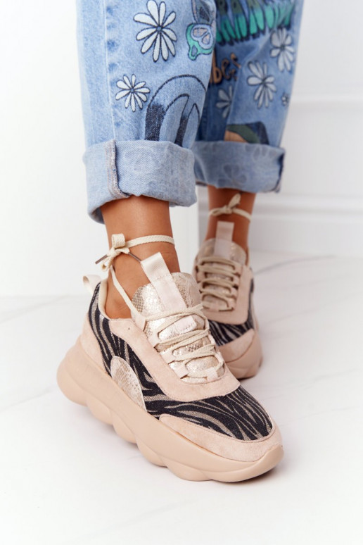 Zapatillas estilo sport con plataforma Lu Boo beige