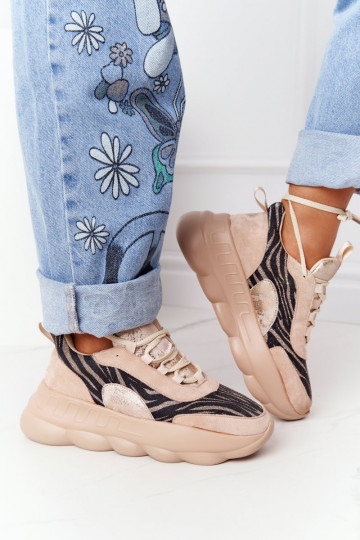 Zapatillas estilo sport con plataforma Lu Boo beige 2