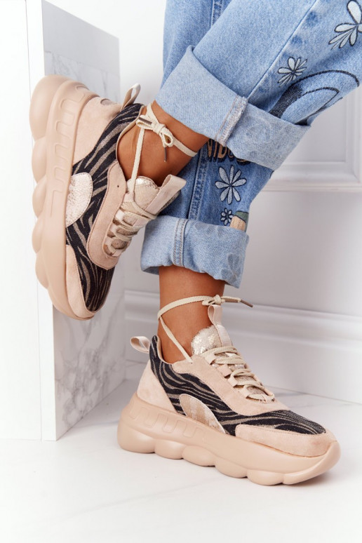 Zapatillas estilo sport con plataforma Lu Boo beige