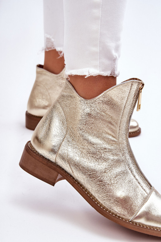 Botas con cremalleras en color dorado Zazoo