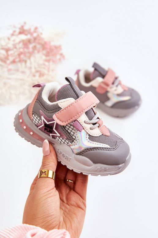 Zapatillas deportivas ligeras para niños en color gris-rosa Mobby
