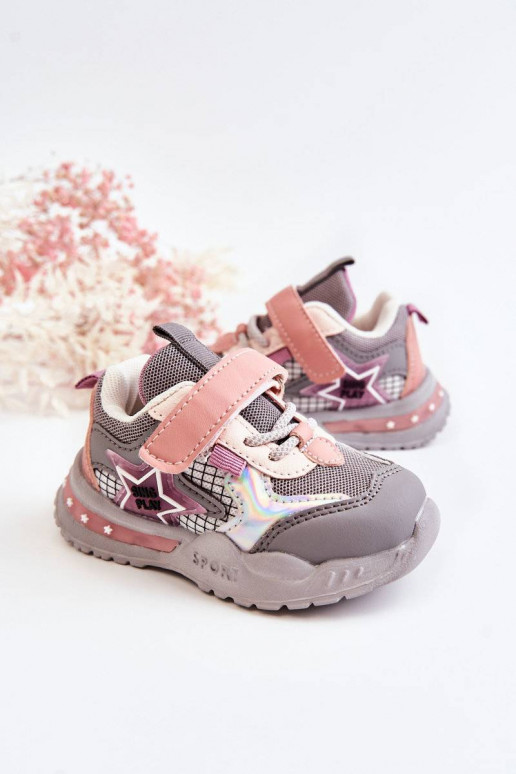 Zapatillas deportivas ligeras para niños en color gris-rosa Mobby