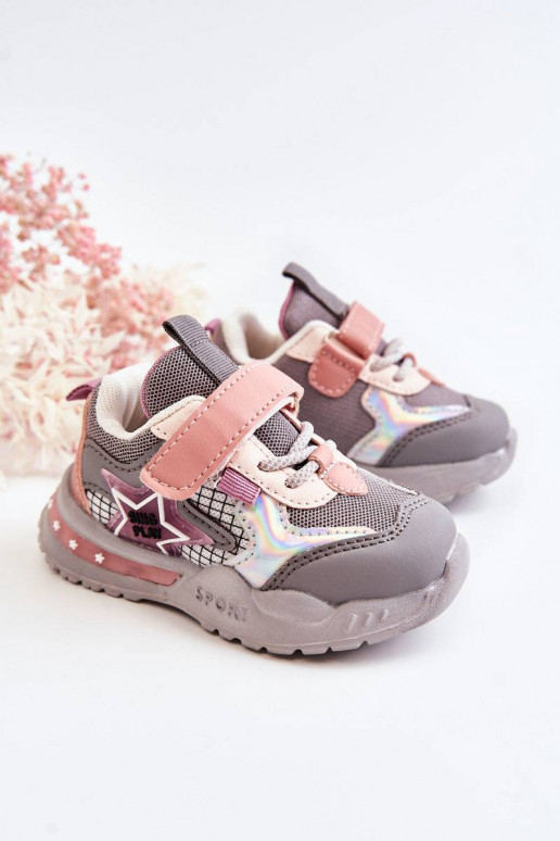Zapatillas deportivas ligeras para niños en color gris-rosa Mobby