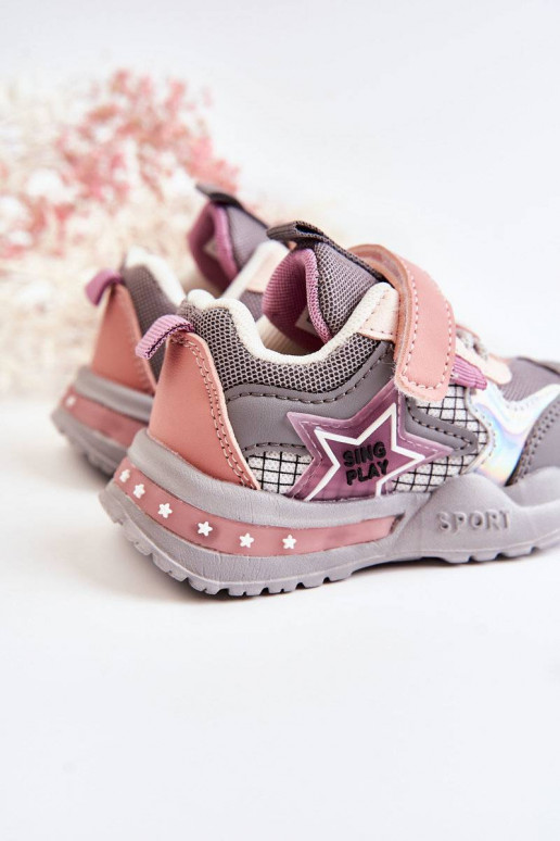 Zapatillas deportivas ligeras para niños en color gris-rosa Mobby