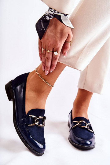 Mocasines modelo clásico con cadenas Laura Messi azul oscuro