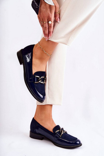 Mocasines modelo clásico con cadenas Laura Messi azul oscuro 2