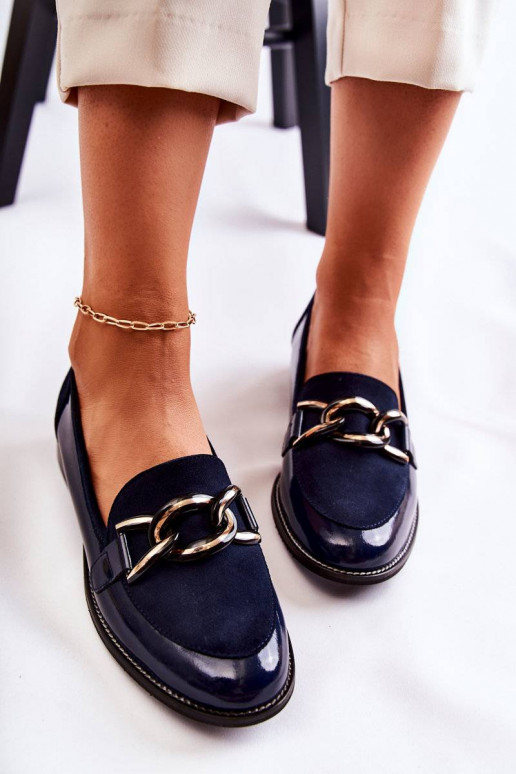 Mocasines modelo clásico con cadenas Laura Messi azul oscuro