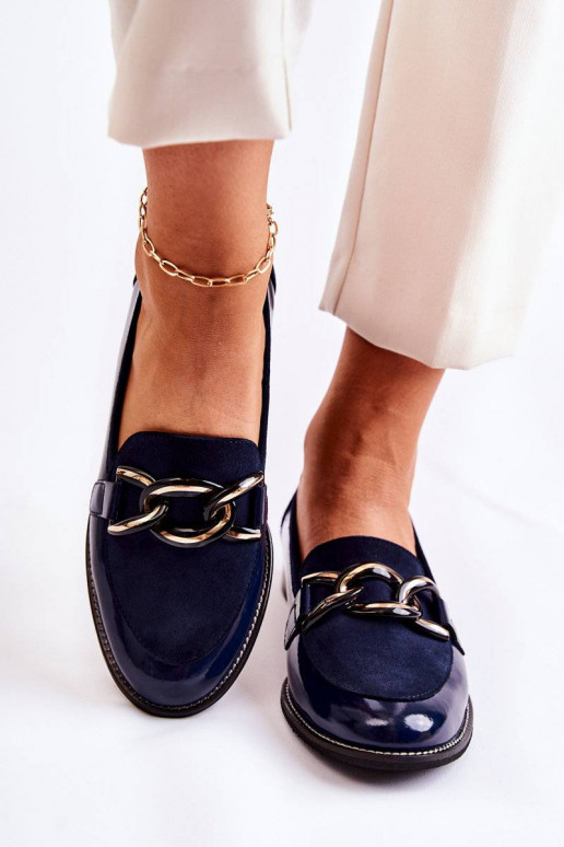 Mocasines modelo clásico con cadenas Laura Messi azul oscuro