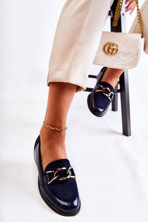 Mocasines modelo clásico con cadenas Laura Messi azul oscuro