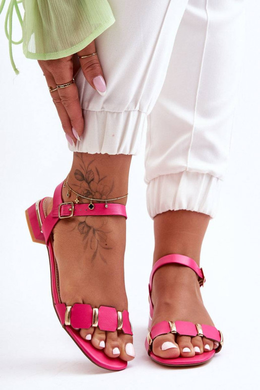 Sandalias de mujer con tacón decorado color rosa Adissa