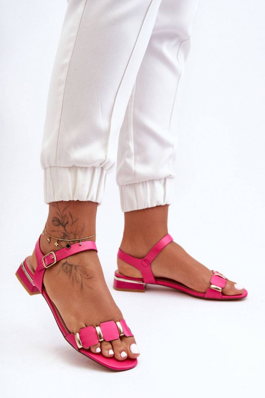 Sandalias de mujer con tacón decorado color rosa Adissa