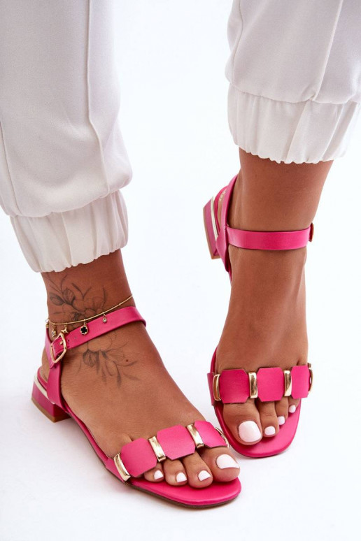 Sandalias de mujer con tacón decorado color rosa Adissa