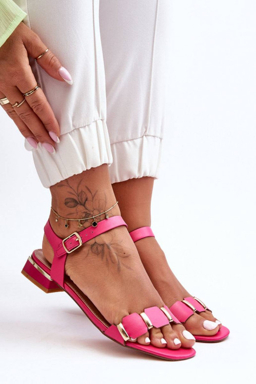 Sandalias de mujer con tacón decorado color rosa Adissa