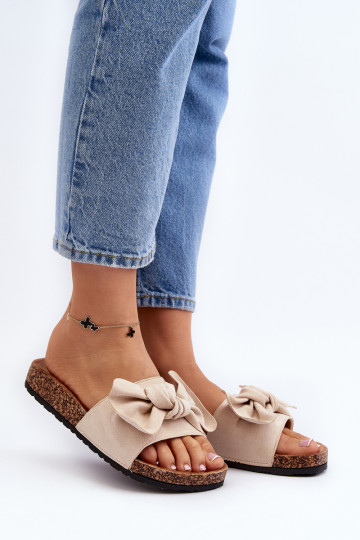 Pantuflas de mujer con cinta beige Ezephira