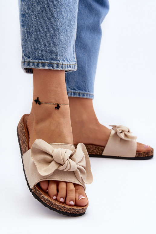 Pantuflas de mujer con cinta beige Ezephira