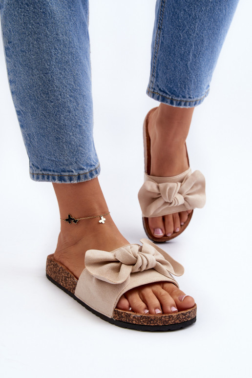 Pantuflas de mujer con cinta beige...