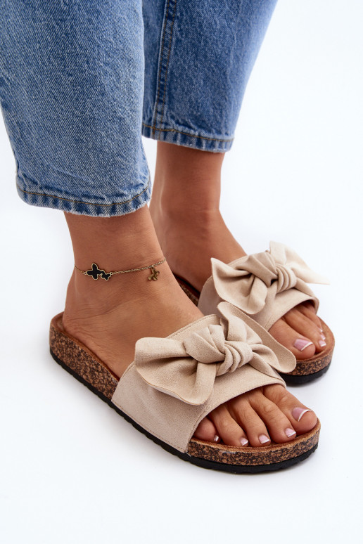 Pantuflas de mujer con cinta beige...