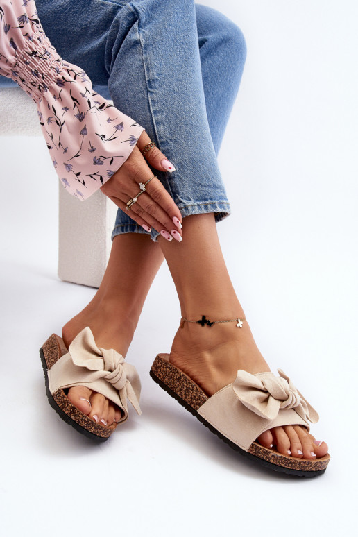 Pantuflas de mujer con cinta beige... Pantuflas de mujer con cinta beige...