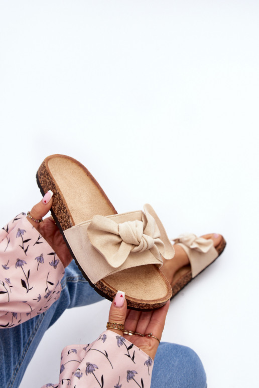 Pantuflas de mujer con cinta beige Ezephira