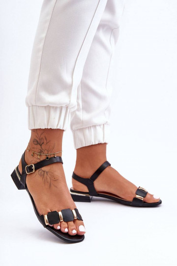 Sandalias de mujer con tacón decorado en color negro Adissa 2
