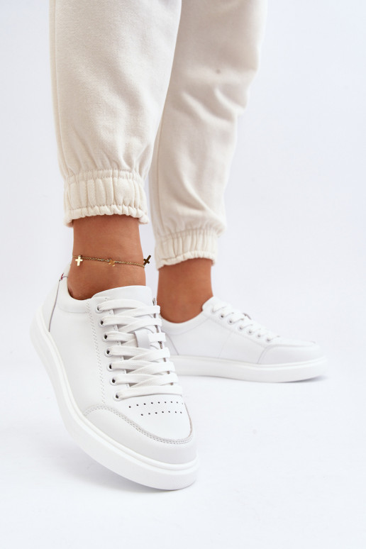 Deportivas modelo zapatos piel natural color blanco Dimpna