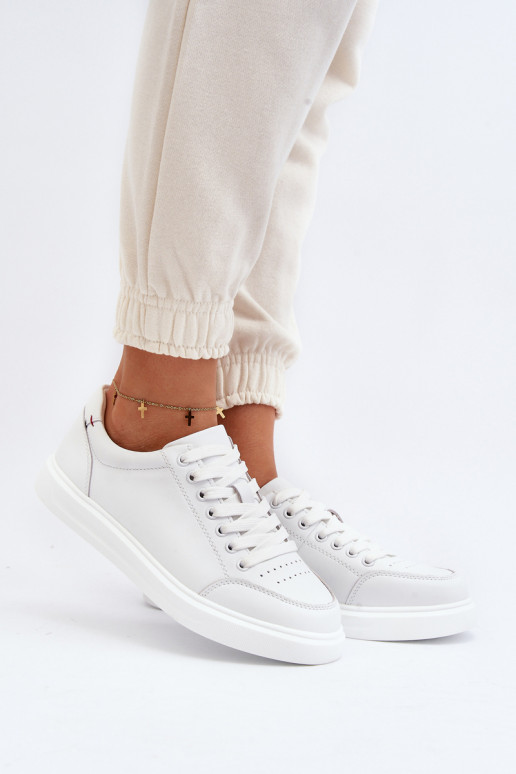 Deportivas modelo zapatos piel natural color blanco Dimpna