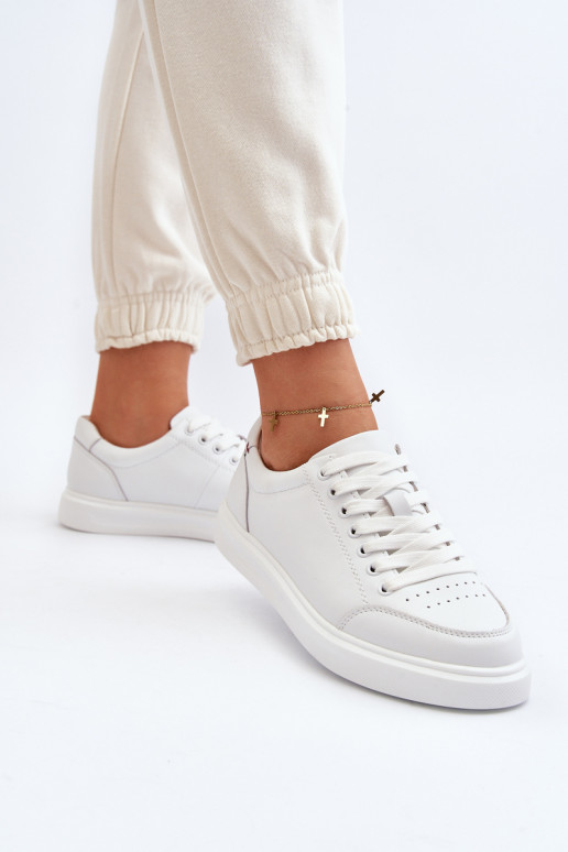 Deportivas modelo zapatos piel natural color blanco Dimpna