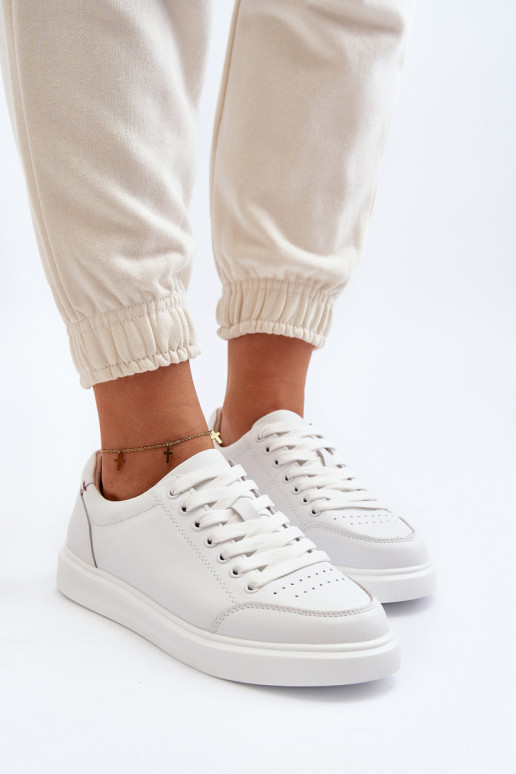 Deportivas modelo zapatos piel natural color blanco Dimpna