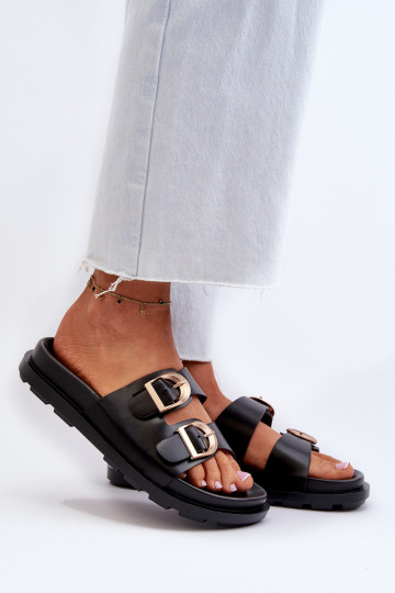 Zapatillas de mujer negras de cuero sintético con hebillas Valmira 2