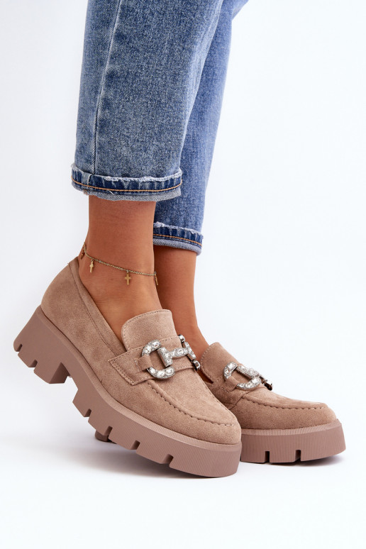 Mocasines con adornos color beige Ellise