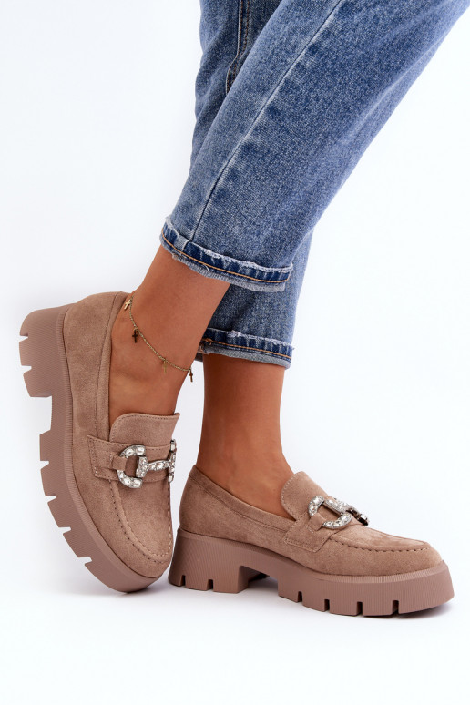 Mocasines con adornos color beige Ellise