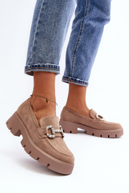 Mocasines con adornos color beige Ellise