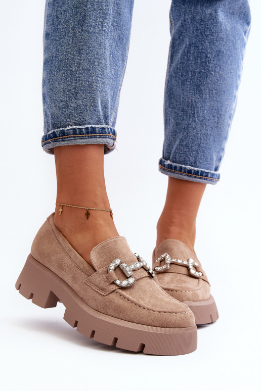 Mocasines con adornos color beige Ellise